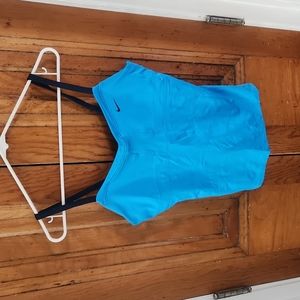 Nike tank top, built-in bra. Turquoise, navy straps. Size medium.